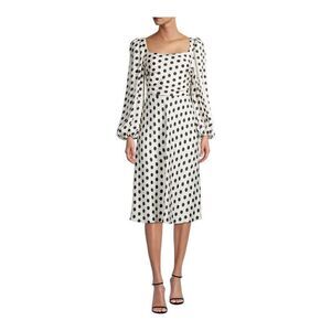 UNGARO Black and White Cherrie Midi Dress Size Large NWT